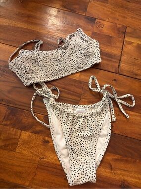Xhilaration White Bikini with Black Dot Print